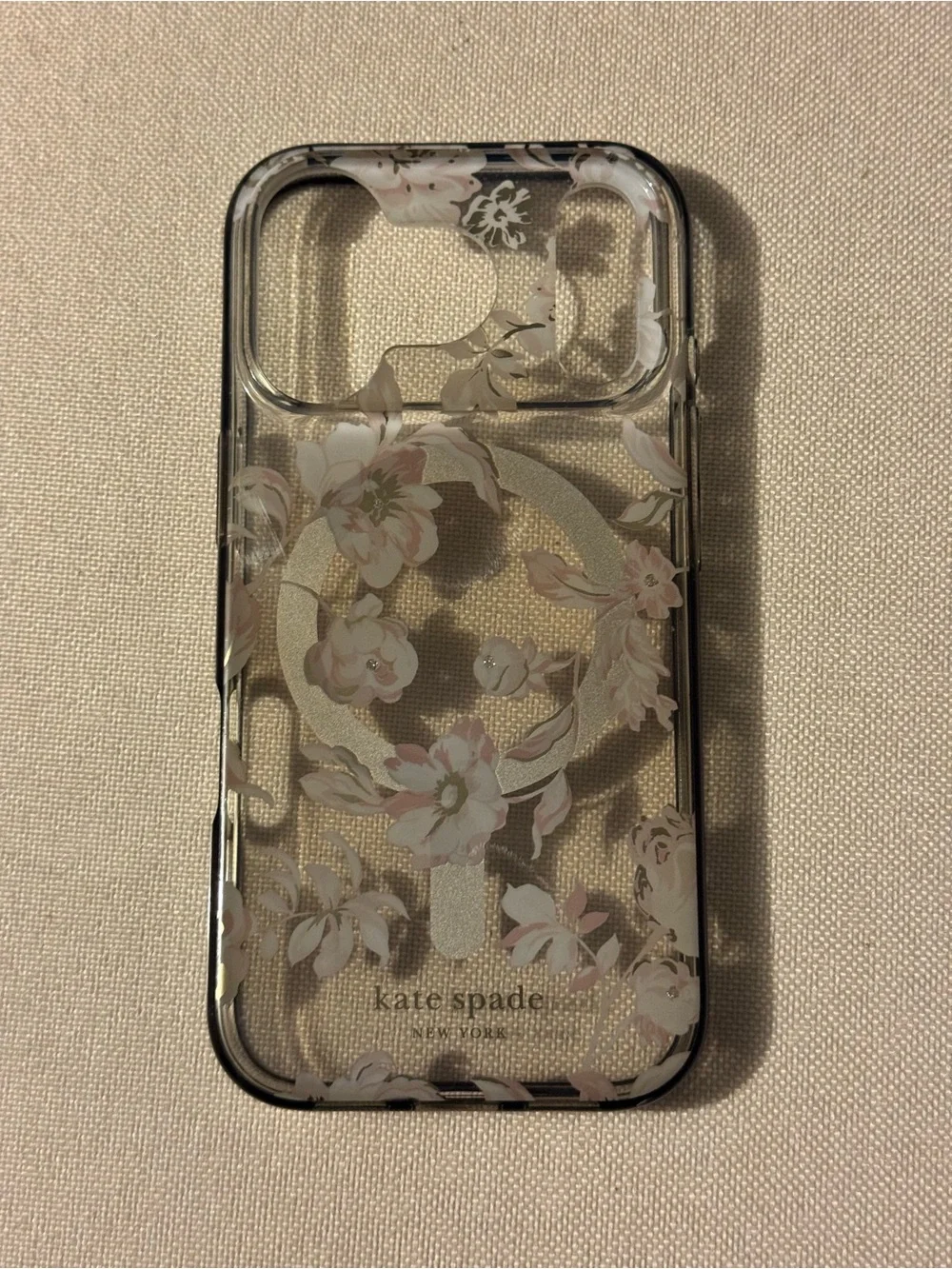kate spade Floral Clear iPhone Case with Pink and Gold Accents